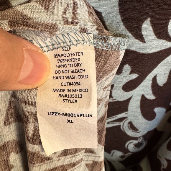 Dear Scarlett Chocolate Mint 3/4 Sleeve V Neck Tunic Top size XL - Picture 5 of 13